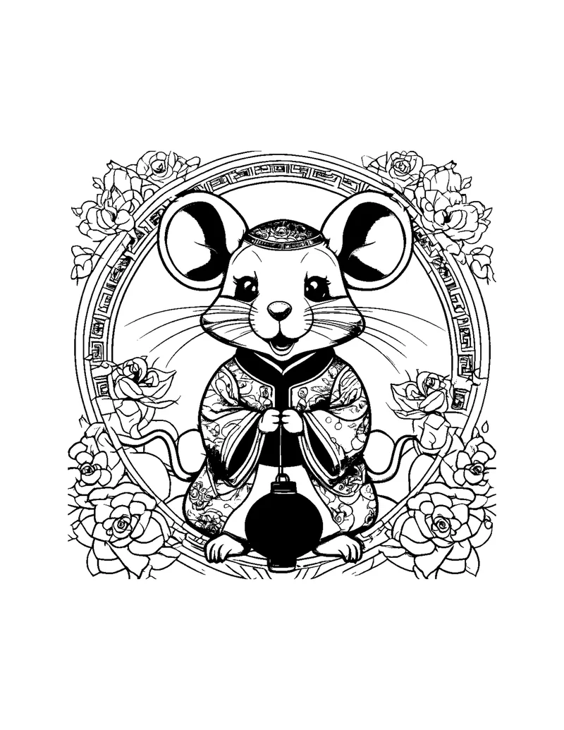 Chinese Zodiac Animals coloring page preview 1