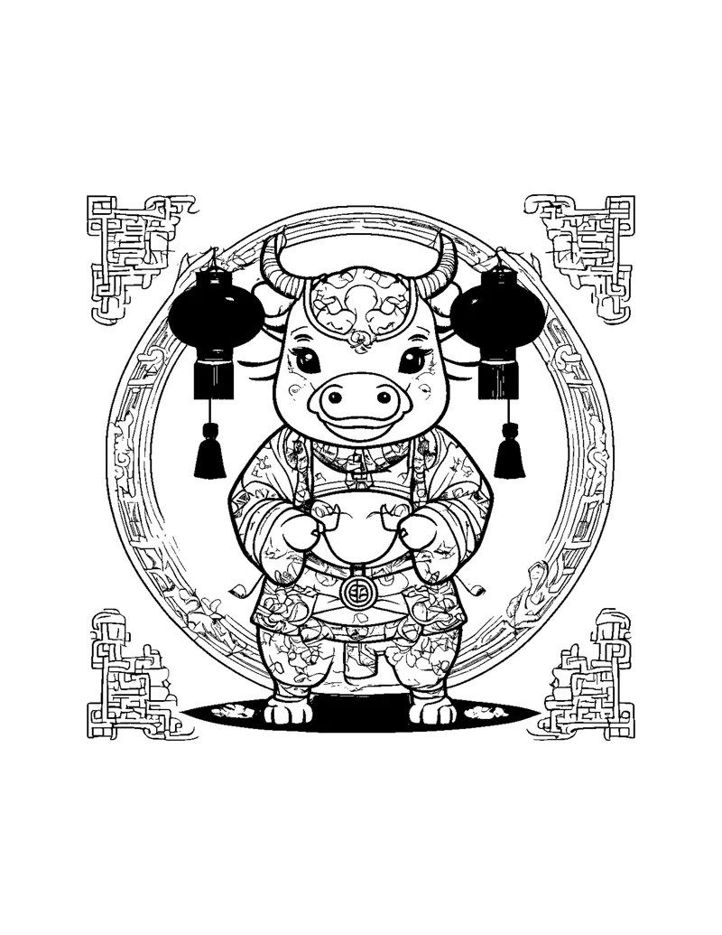 Chinese Zodiac Animals coloring page preview 2