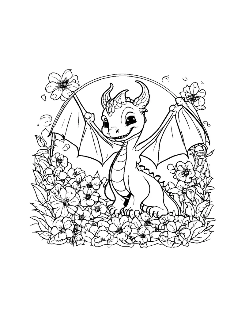 Cute Baby Dragons coloring page preview 4
