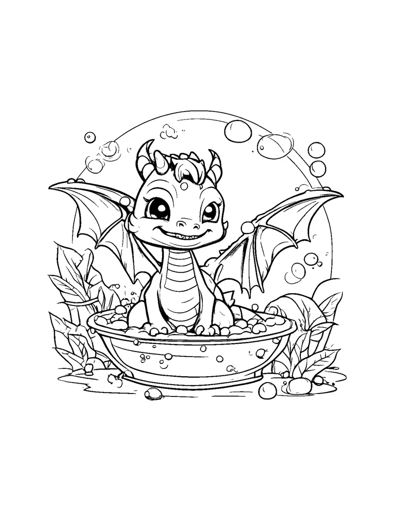 Cute Baby Dragons coloring page preview 5