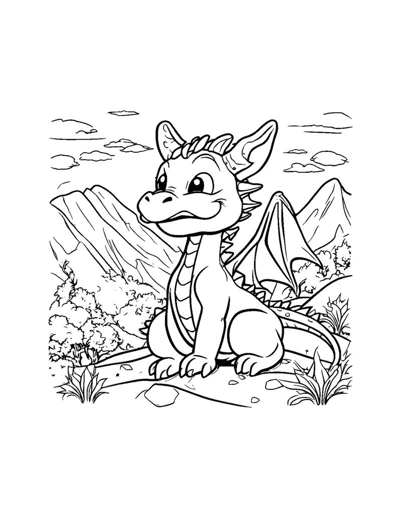 Cute Baby Dragons coloring page preview 6