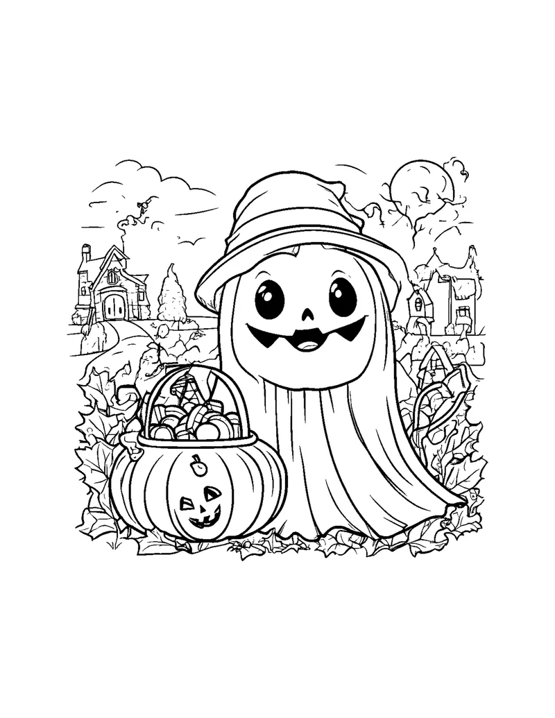 Halloween Spooky-Cute coloring page preview 6