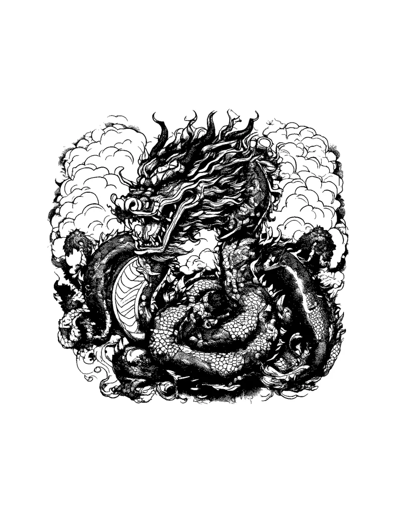 Dragons of the Nine Heavens coloring page preview 1