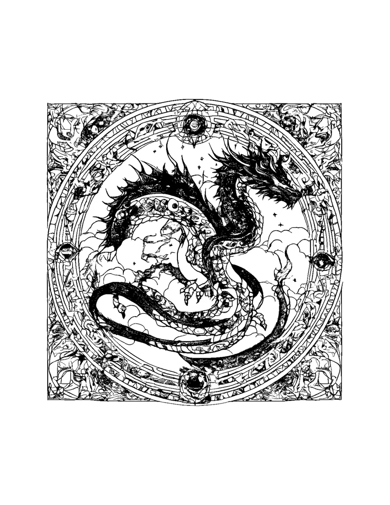 Dragons of the Nine Heavens coloring page preview 2