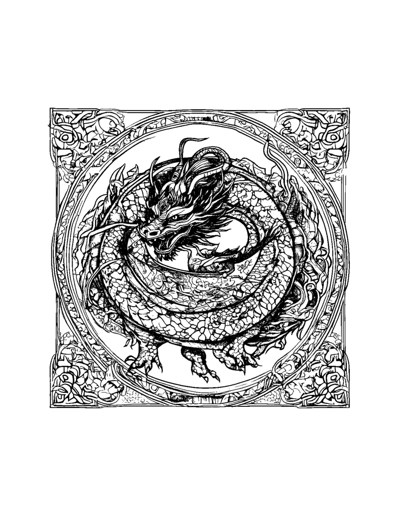 Dragons of the Nine Heavens coloring page preview 4