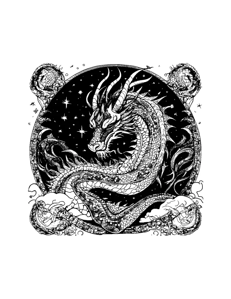 Dragons of the Nine Heavens coloring page preview 5