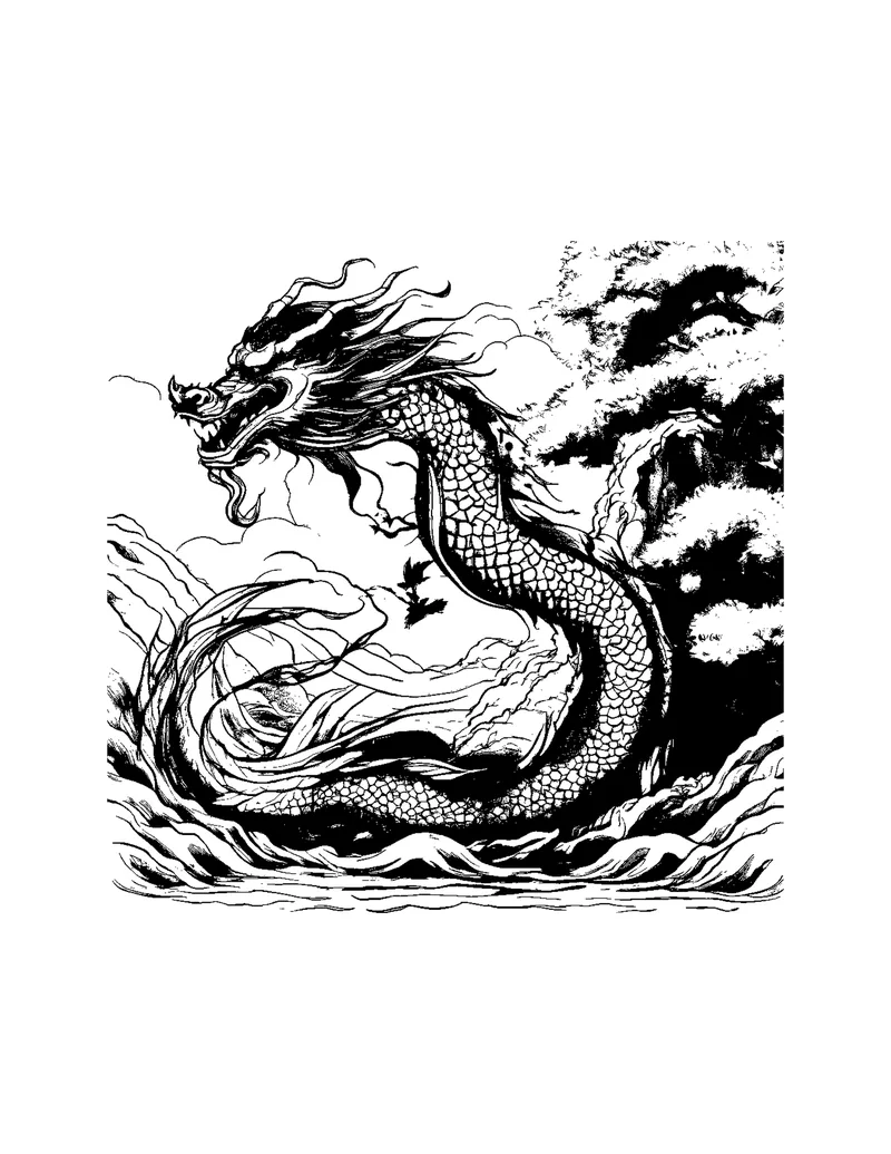 Chinese Ink Dragons Vol. 1 coloring page preview 5