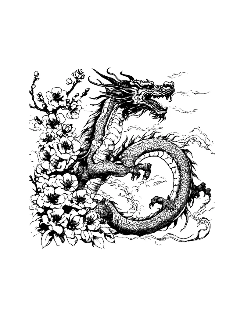 Chinese Ink Dragons Vol. 1 coloring page preview 6