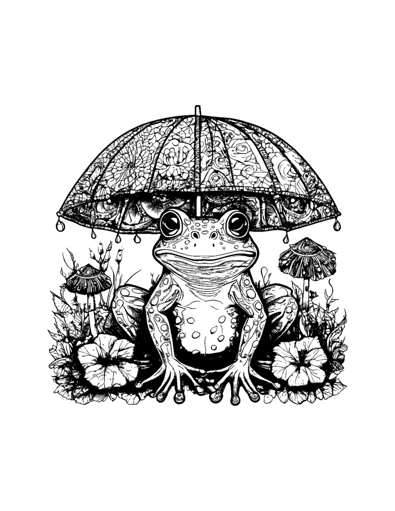 Mushroom & Cottagecore coloring page preview 2