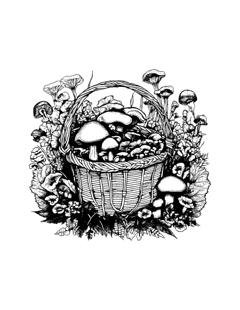 Mushroom & Cottagecore coloring page preview 3