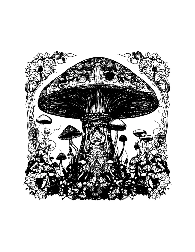 Mushroom & Cottagecore coloring page preview 5